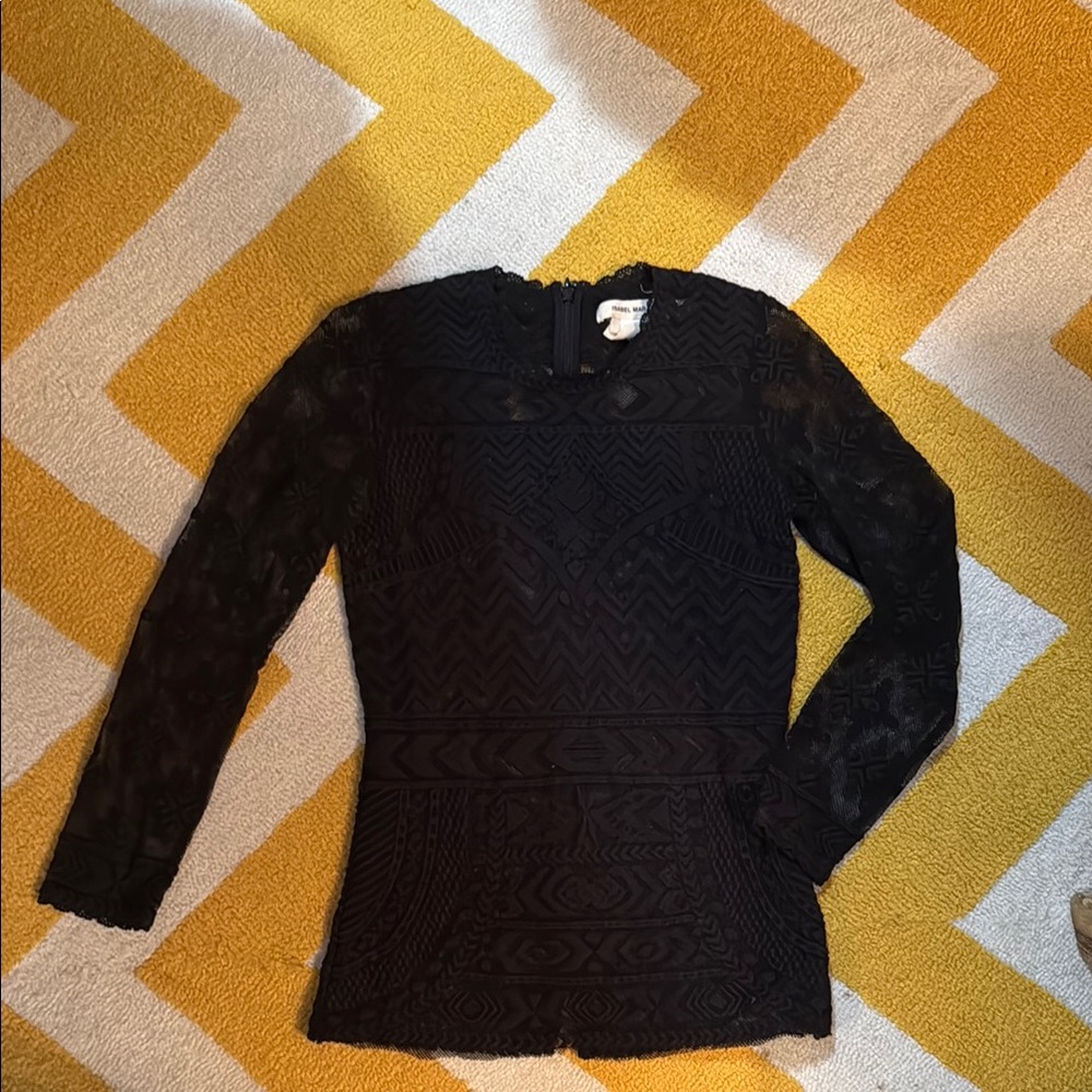 Black Lace Long Sleeve Top